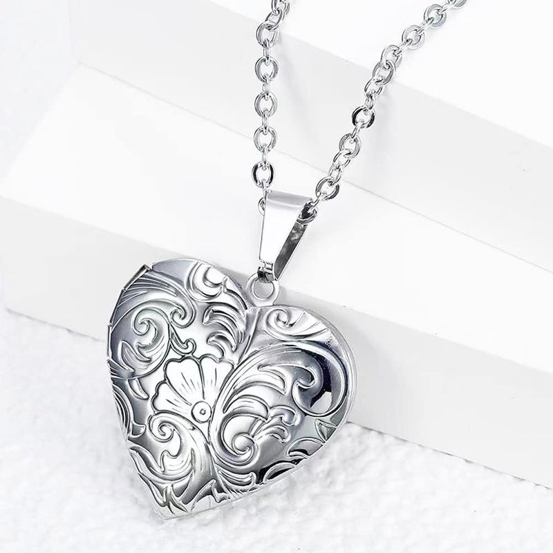 Weenkeey 2 Pcs Locket Necklace that Holds Pictures Stainless Steel Locket Pendant Necklace Memory Photo Pendant Necklace for Women Girls - Image 3